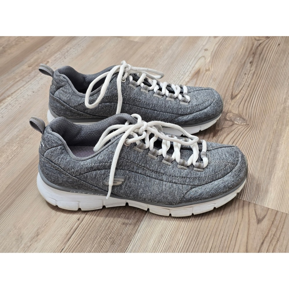 Skechers Flex Elite Synergy Gray Walking Shoes Womens 7.5 Heathered Sneaker - Picture 4 of 6